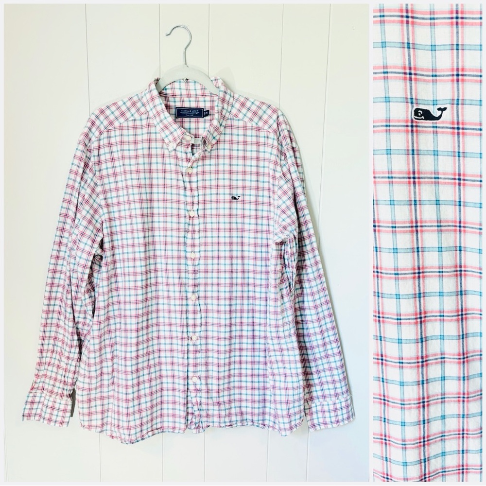 Vineyard Vines Button Down Shirt Men’s Plaid 100% Cotton Preppy Beachy XL